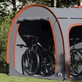 vidaXL Šotor za shranjevanje koles s streho s shranjevanjem Siva in oranžna | Shoptok.si