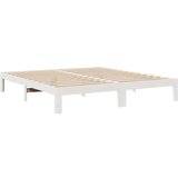  Posteljni okvir brez vzmetnice bel 160x200 cm trdna borovina | Shoptok.si