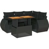  5-dijelna vrtna garnitura od poliratana s jastucima crna | shoptok.hr