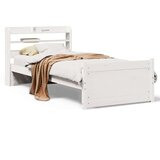  Posteljni okvir z vzglavjem bel 75x190 cm trdna borovina, (21304270) | Shoptok.si