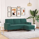vidaXL Trosed s stolčkom za noge temno zelen 180 cm žamet | Shoptok.si