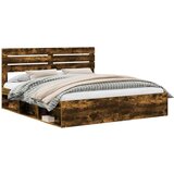  Okvir za krevet s uzglavljem Dimljeni hrast 200 x 200 cm | shoptok.hr