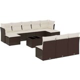 vidaXL 11-dijelni set vrtnih sofa od poliratana s jastucima smeđi | shoptok.hr