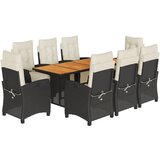  9-dijelni vrtni blagovaonski set s jastucima crni od poliratana | shoptok.hr