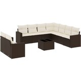Maison Chic Seti vrtnega pohištva - Vrtna garnitura - Vrtni pohištvo set 10-delna z blazinami rjava poli ratan, (21811614) | Shoptok.si