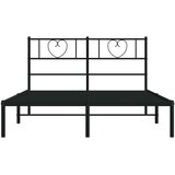 vidaXL Kovinski posteljni okvir z vzglavjem črn 135x190 cm | Shoptok.si