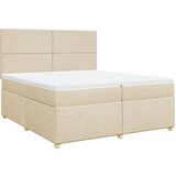 vidaXL Box spring postelja z vzmetnico krem 200x200 cm blago, (21308625) | Shoptok.si