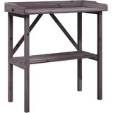  Stol za biljke s policom sivi 78x38x82,5 cm masivna jelovina | shoptok.hr