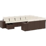 vidaXL 11-dijelni set vrtnih sofa od poliratana s jastucima smeđi | shoptok.hr