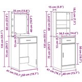 3 Dijela Toaletni Stolić Set Dimljeni Hrast Konstruirano Drvo | shoptok.hr