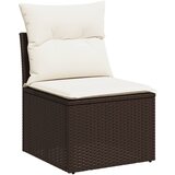  The Living Store Vrtni stol brez naslonjal z blazinami rjav poli ratan - Vrtni Stol, (21460249) | Shoptok.si