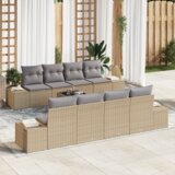 vidaXL 9-delni set vrtnih sofa z blazinami bež poli ratan | Shoptok.si
