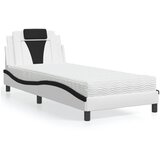  The Living Store Postelja z vzmetnico bela in črna 90x190 cm umetno usnje - Postelja, (21499722) | Shoptok.si