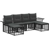  Set vanjskih sofa s jastukom 6 pcs Crna i tamno siva Poliester | shoptok.hr