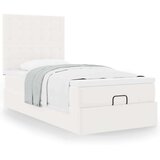 vidaXL Otomanski posteljni okvir z vzmetnico bel 100x200 cm um. usnje | Shoptok.si