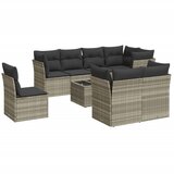 Maison Chic Seti vrtnega pohištva - Vrtna garnitura - Vrtni pohištvo set 9-delna z blazinami sv. siv poli ratan, (21798353) | Shoptok.si