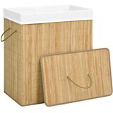  Košara za rublje od bambusa s 2 odjeljka 100 L | shoptok.hr