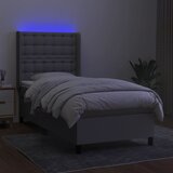  Krevet box spring s madracem LED svjetlosivi 80x200 cm tkanina | shoptok.hr