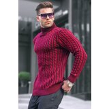 Madmext Burgundy Turtleneck Knit Detailed Sweater 6317 Cene