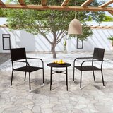  3-dijelni vrtni blagovaonski set od poliratana crni | shoptok.hr