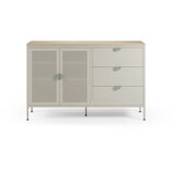 Marckeric Kremno bela/v naravni barvi kovinska komoda 140x90x40 cm Sayla – Cene