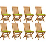 The Living Store Vrtni stoli s svetlo zelenimi blazinami 8 kosov trdna tikovina - Vrtni Stol, (21572312) | Shoptok.si