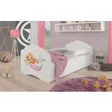ADRK Furniture Otroška postelja Casimo grafika s ograjico in predalom - 80x160 cm