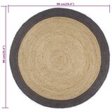  Ručno rađeni tepih od jute s tamnosivim rubom 90 cm | shoptok.hr