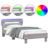  The Living Store Posteljni okvir z vzglavjem in LED siva sonoma 90x200 cm - Posteljni Okvir, (21531673) | Shoptok.si