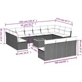  Vrtna garnitura - 14-dijelni set vrtnih sofa s jastucima poliratan crni - Crna 1 | shoptok.hr