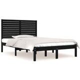The Living Store Posteljni okvir črn iz trdnega lesa 140x190 cm - Posteljni Okvir, (21524569) | Shoptok.si