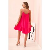 Kesi Włoski Women's muslin dress with straps and ruffle fuchsia | Shoptok.si