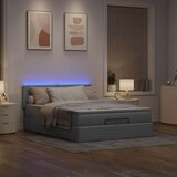 vidaXL Otomanski posteljni okvir z vzmetnico siv 140x200 cm blago | Shoptok.si