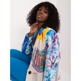 Fashion Hunters Cream jacket with a colorful print cene