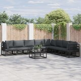 vidaXL Vrtna sedežna garnitura 8 pcs Črna 353 x 283 x 71 cm Aluminij Cene