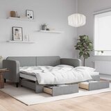  Dnevni krevet s pomoćnim ležajem i ladicama bez madraca svijetlosiva 100x190 cm | shoptok.hr