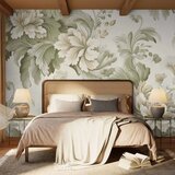  Foto tapeta - Retro Vintage Flowers in Delicate Cream and Green Colors 343x256 Samoljepljiva | shoptok.hr
