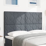 vidaXL LED glava postelje z dizajnom diamantnih blokov temno siva 144 cm iz velurja | Shoptok.si