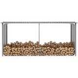 vidaXL Vrtna lopa za drva pocinkano jeklo 330x92x153 cm sive barve Cene