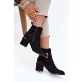 Boto Insulated women's ankle boots with a heel with gold elements black Ambrine | Shoptok.si