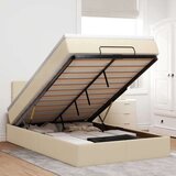 VidaXL Otomanski okvir kreveta s madracem krem 120x200cm od tkanine VidaXL Otomanski okvir kreveta s madracem krem 120x200cm od tkanine Slike