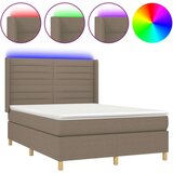  Box spring s madracem LED smeđesivi 140x200 cm tkanina | shoptok.hr
