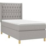  Box spring postelja z vzmetnico LED svetlo siva 90x200 cm blago, (20789653) | Shoptok.si