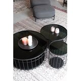 White Label Črna okrogla mizica s stekleno mizno ploščo 80x80 cm Lance – | Shoptok.si