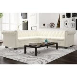 The Living Store Chesterfield kotna sedežna garnitura umetno usnje bela - Kavč, (21479522) | Shoptok.si