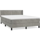 The Living Store Box spring postelja z vzmetnico svetlo siv 140x190 cm žamet - Box Spring Postelja, (21490451) | Shoptok.si