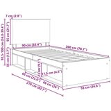  Konstrukcija postelje z vzglavjem Sonoma hrast 90 x 200 cm, (5000104365) | Shoptok.si