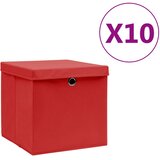  Kutije za pohranu s poklopcima 10 kom 28 x 28 x 28 cm crvene | shoptok.hr