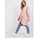 Fashion Hunters Dusty pink cotton long zip up sweatshirt Cene