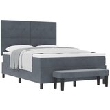 vidaXL Postelja s-box spring z vzmetnico in klopjo Temno siva 140x200 cm Žamet | Shoptok.si